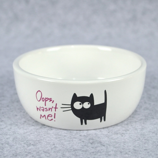 Fancy Dolomite White Ceramic Dog Cat Pet Food Bowl