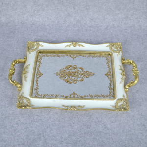 Wholesale Classical White Polyresin Towel Tray Towel Disk with Mirror Face