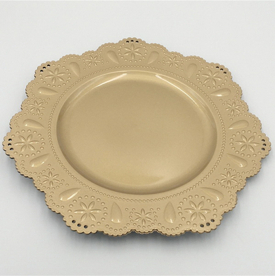 Newest Design Gold Flower Pattern Glass Charger Plates
