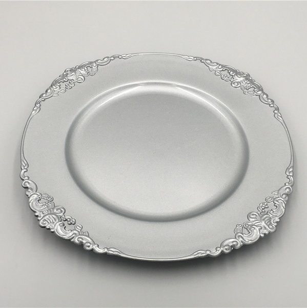 Luxury Wedding Elegant Glass Cheap Silver Charger Plateying