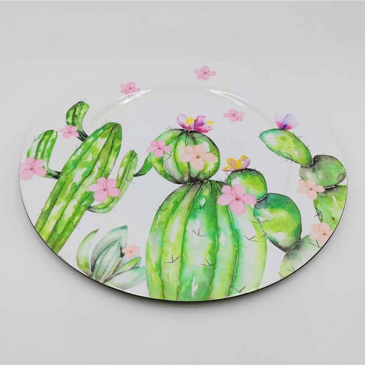 Side Flower Printed Round Melamine Catering Restaurant Serving Dishes