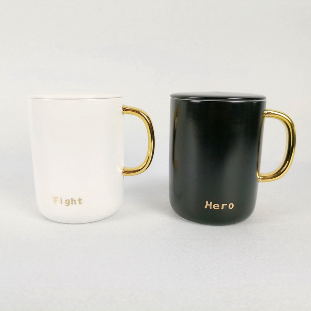 New Gold Rim Red And Black Glazed Ceramic Bone Coffee Mug