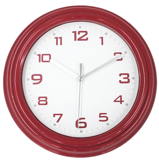 12 Inch Promotion Red Color Plastic Wall Clock Cheap Clock