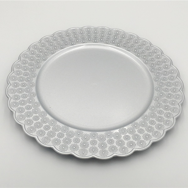 Luxury Wedding Elegant Glass Cheap Silver Charger Plateying