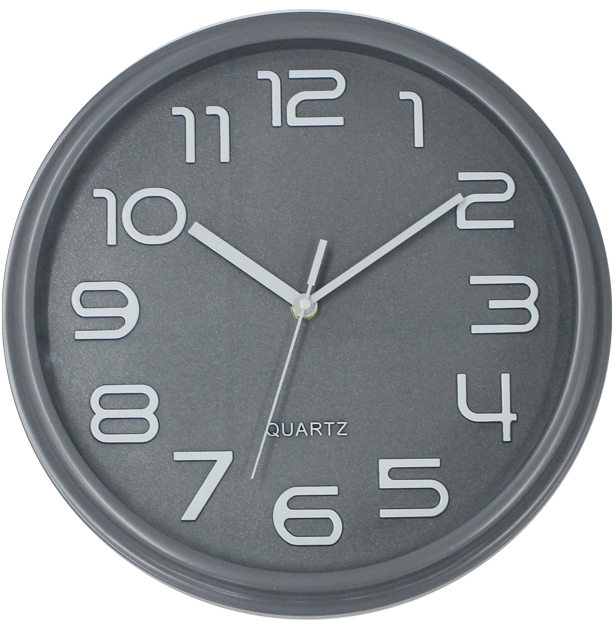Brown Background Silver Numbers 3D Plastic Wall Clock