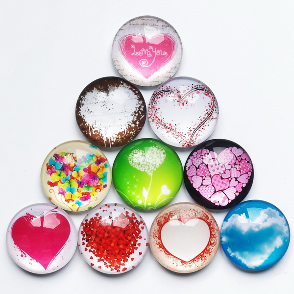 Top Quality And Transparent Crystal Glass Fridge Magnet, Heart Shape Glass Dome Fridge Magnet