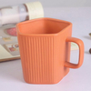 Hand Painted Travel Ceramic Mug Orange Square Ceramic Mug
