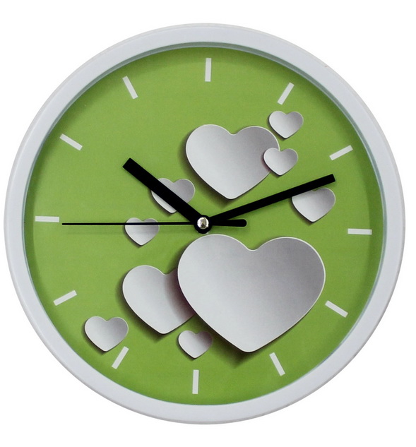 China Made Heart Decorative Fashion 12'' Wall Clock for Sales Promotion