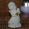 Indoor White Ceramic Angel Statue with Heart Porcelain Angel