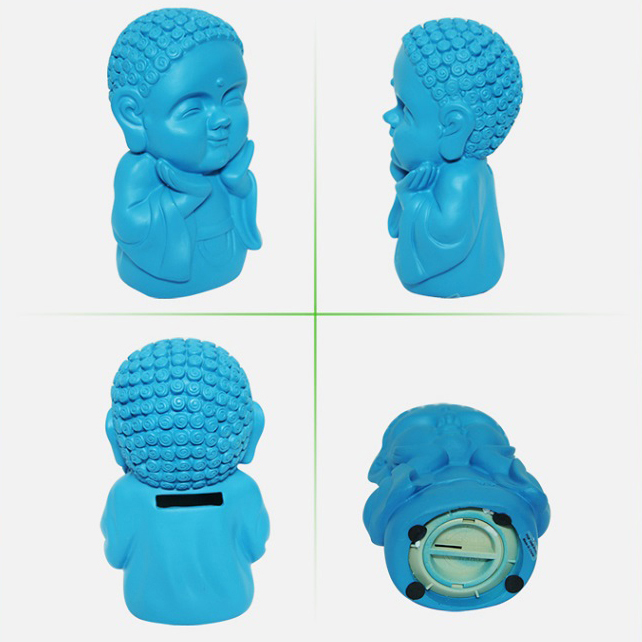 Cute Monk Buddha Statue Resin Piggy Bank Saving Cash Coin Money Box