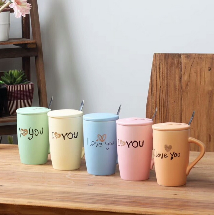 Wholesale Orange And Pink Ceramic Valentine's Gift Ceramic Travel Mug Coffee Mug