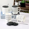 Promotional Custom Fashion Design Rhombus 600ml Ceramic Mug With C-Handle