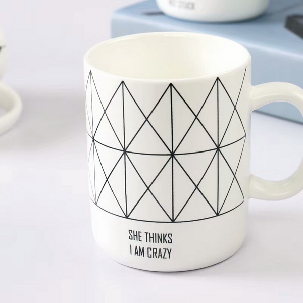 Promotional Custom Fashion Design Rhombus 600ml Ceramic Mug With C-Handle