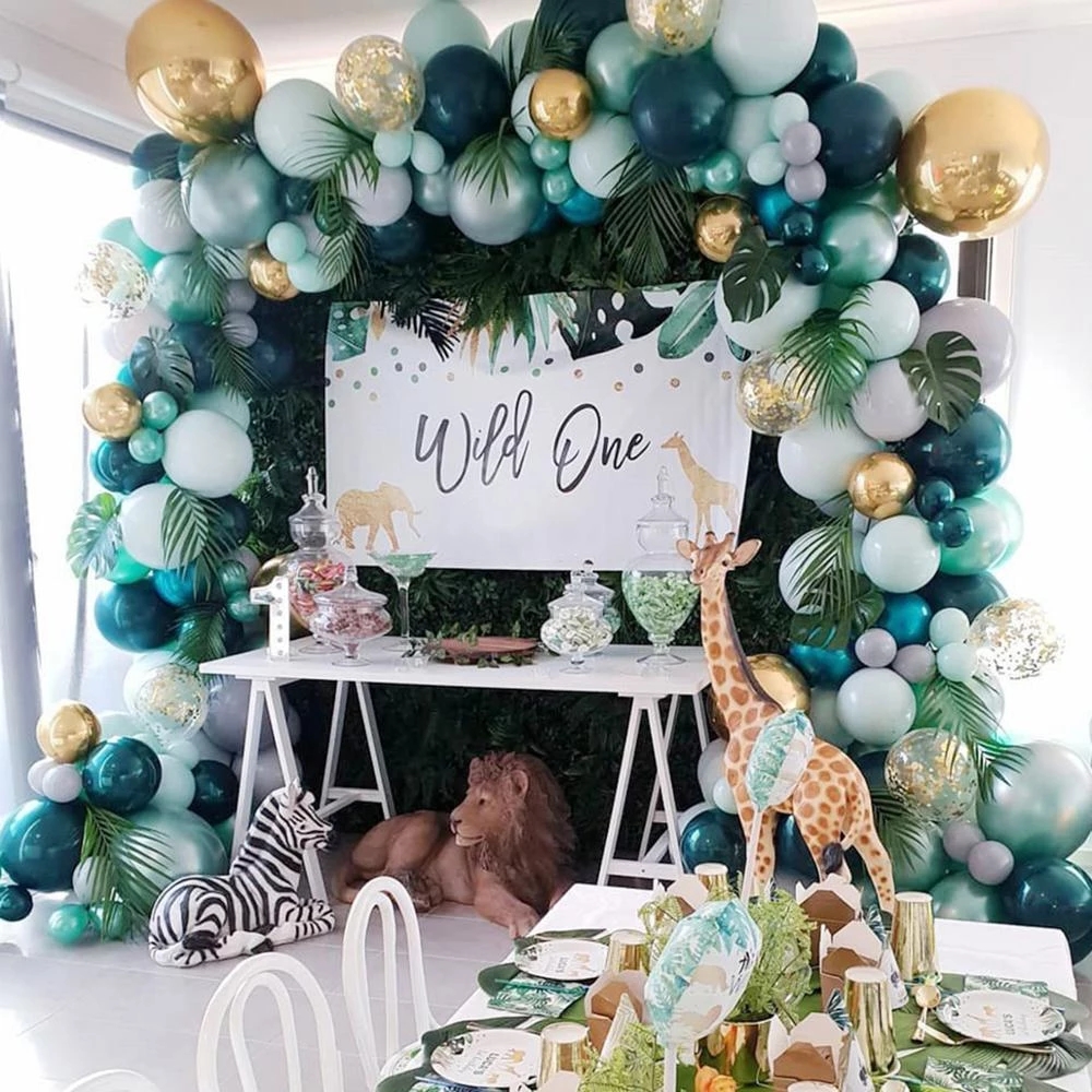 152pcs Green Silver Macaron Metal Balloon Garland Arch Wedding Birthday Balloons 