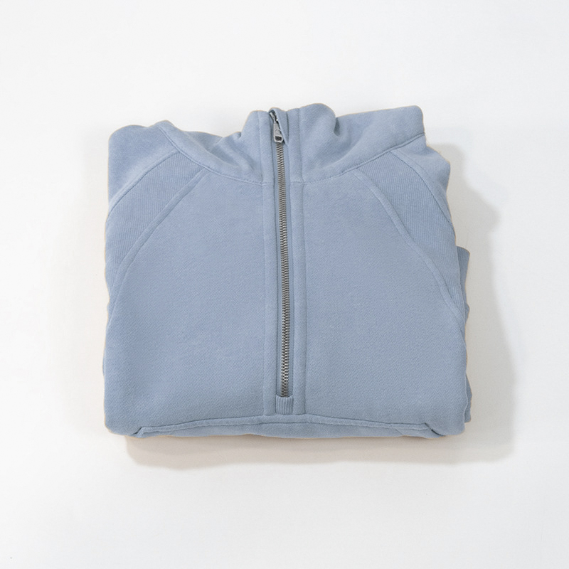 Scuba Oversized Half-Zip Hoodie Waist Length Jackets Sweatshirts Soft Thumbholes Leisure Yoga Coat