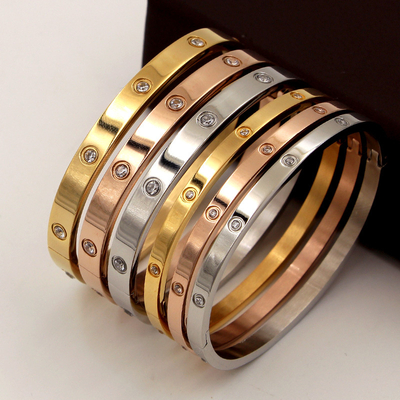 Beautiful Lovers Bracelets Woman Bracelets Stainless Steel Bangles and Bangles Cubic Zirconia Golden Woman Jewelry Gifts