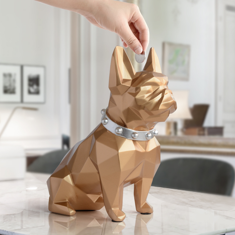 Cute Coin Bank Box Piggy Bank Resin Dog Figurine Home Decorations Coin Storage Box Holder Toy Child Gift Money Box Dog for Kids
