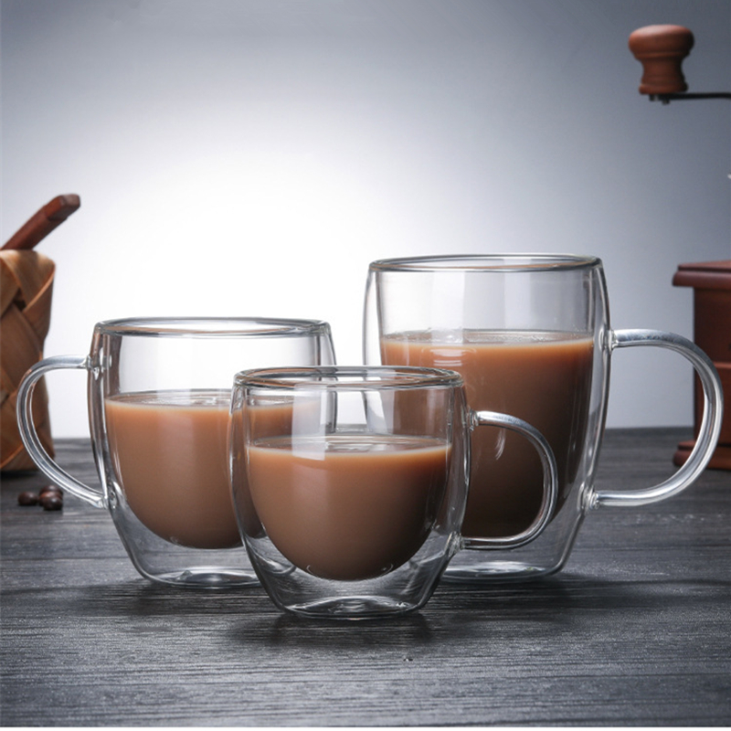  Double Wall Glass Mug Resistant Tea Beer Mug Milk Lemon Juice Cup Drinkware Lover Coffee Cups Mug Gift