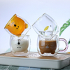 250ml Creative Double Water Glass Cup Animal Double-layer Glass Mug Kid Cute Beer Milk Coffee Juice Cup Gift Drinkware Kitchen