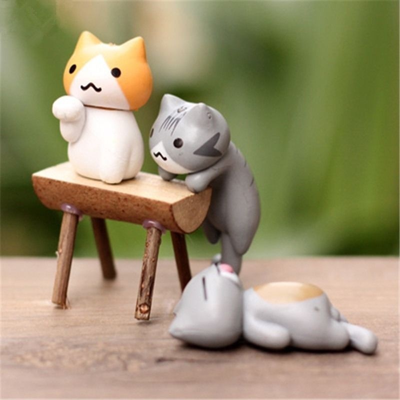 6Pcs/Set Funny Neko Atsume Meow Mochi Dango Cat Flower Pot Micro Landscape Mini Doll Balcony Decorations Flower Pot