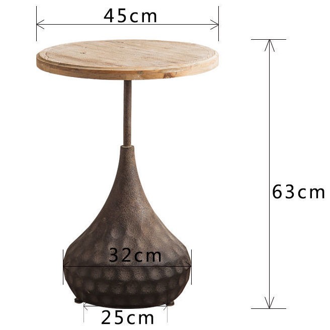 American Retro Small Round Table Cafe Coffee Table Decorative Side Table Living Room Roman Column Old Wrought Iron Corner Table