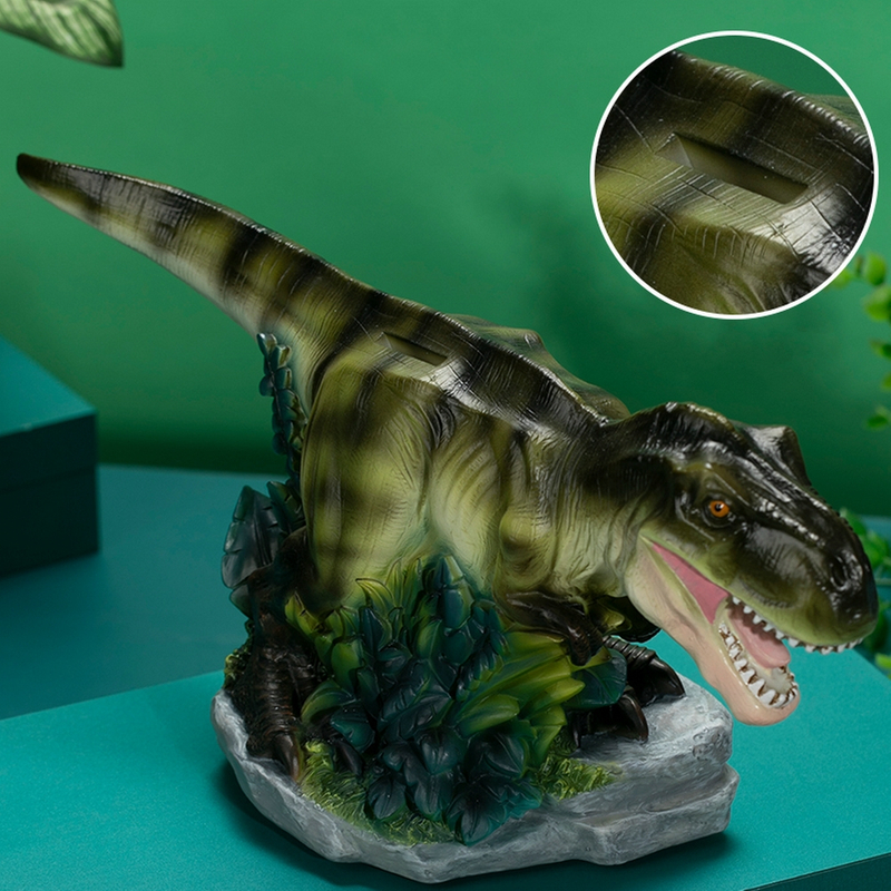 Cartoon Tyrannosaurus Piggy Bank Resin Boy Toys Coins Storage Money Saving Deposit Box Home Desktop Decoration Christmas Gift