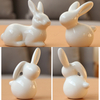 Pure White Easter Animal Miniatures Rabbit Ceramic Figurines Home Decoration China Gift, Modern Statue Desk Ornament