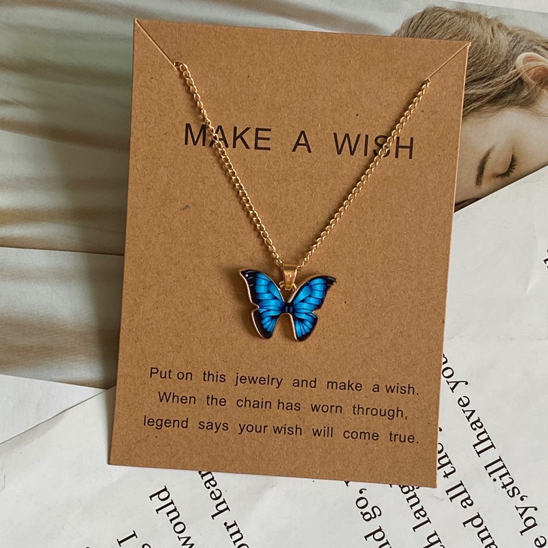 Fashion Women Necklace Korea Style New Butterfly Pendant Necklace Gift For Girl Cute Lovely Neck Jewelry Wholesale Dropshipping