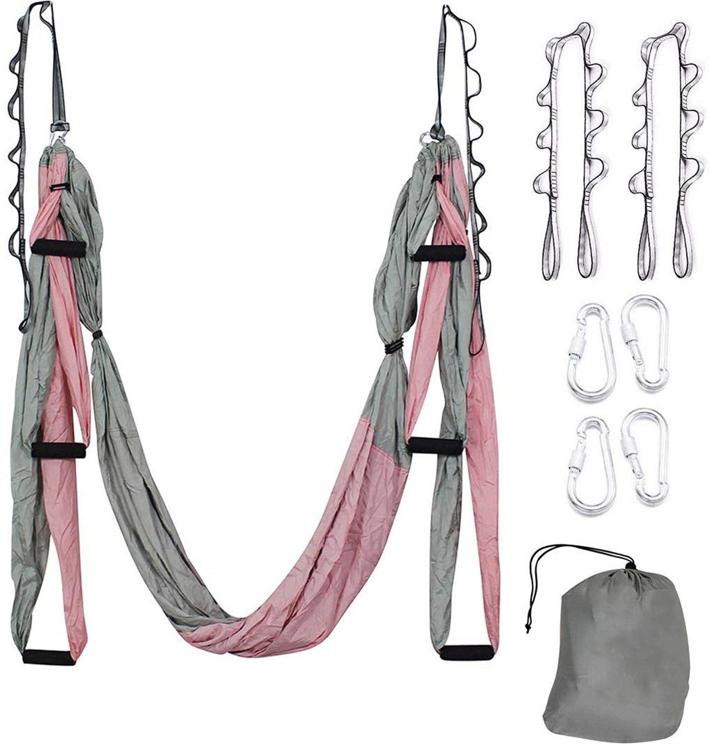 Aerial Yoga Hammock Set Antigravity Yoga Swing Ultra Strong for Air Yoga Inversion Hanging Exercises with 2 Extensions Straps