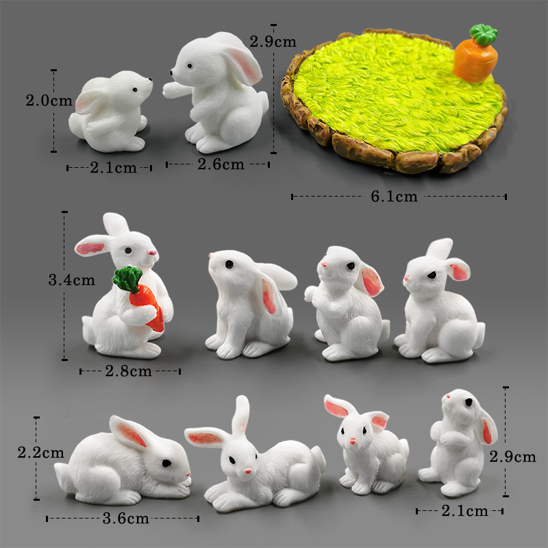 Christmas White Rabbit Easter Figurine Micro Landscape Home Decor Miniature Fairy Garden Decoration Accessories Modern Figure