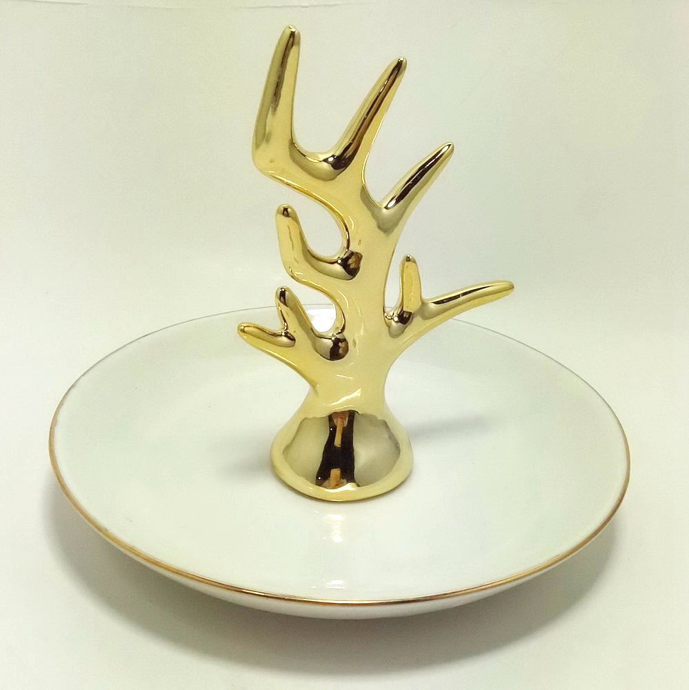 New Catering Decoration Green Gold Silver 3 Color Home Decoration Ceramic Ginkgo Leaf Dry Fruit Plate