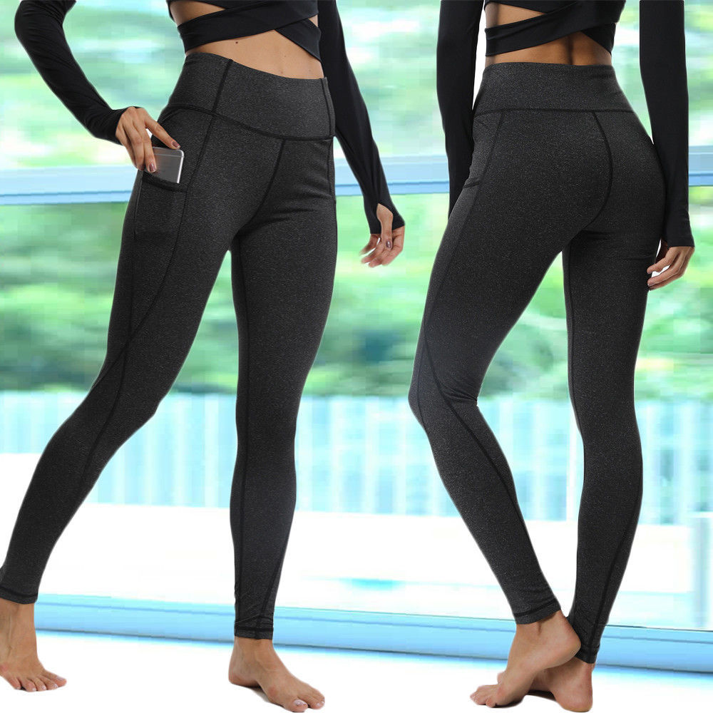 Women High Waist Yoga Leggings Pocket Fitness Sport Pants