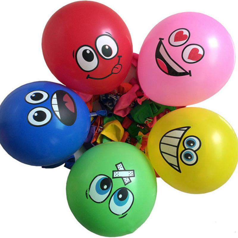 10Pcs/lot 12inch Cute Funny Big Eyes Smiley Face Latex Balloons