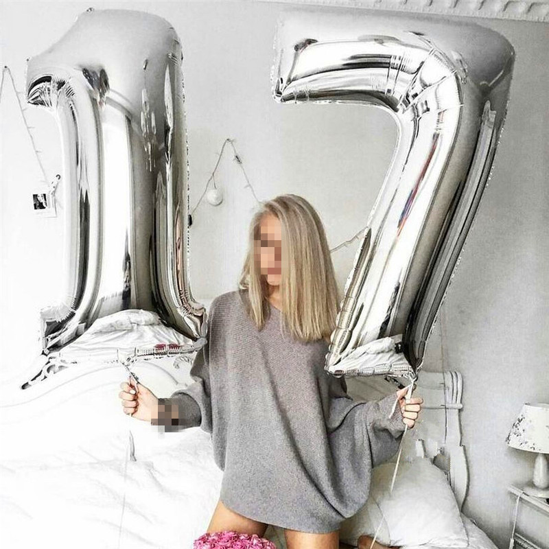 Big Size Gold Sliver Rose Gold Number Balloon Birthday Wedding Party Decorations