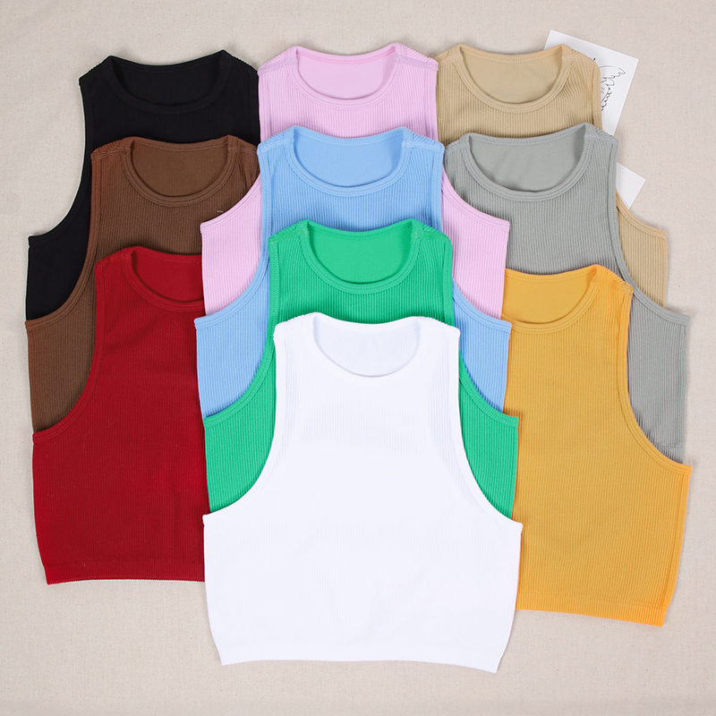 Sleeveless Yoga Short Shirts Running Sports Gym Women Tops Fitness Running Moisture Breathable Seamless Knitted Vest