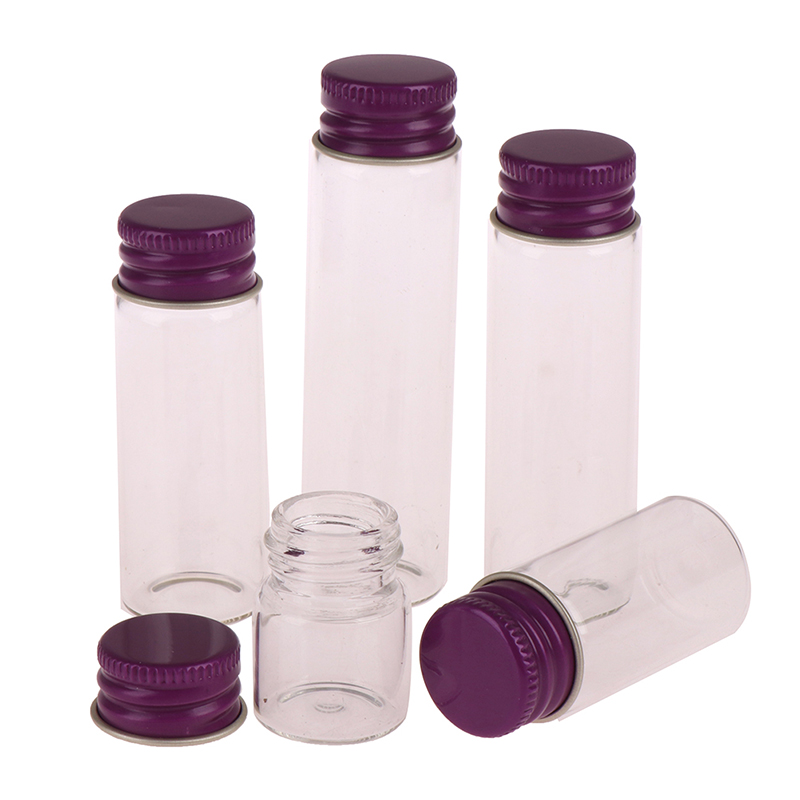 10PCS/lot 5/7/10/14/18/20/26ML Tiny Glass Jars Bottles Screw Cap Storage Jar Mini Containers GLASS Transparent Vial Bottles
