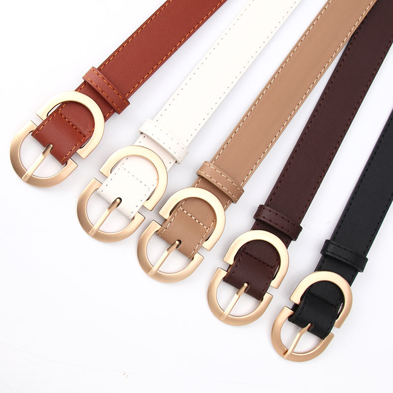 Leather Belts for Women Fashion Jeans Classic Retro Simple Round Buckle 