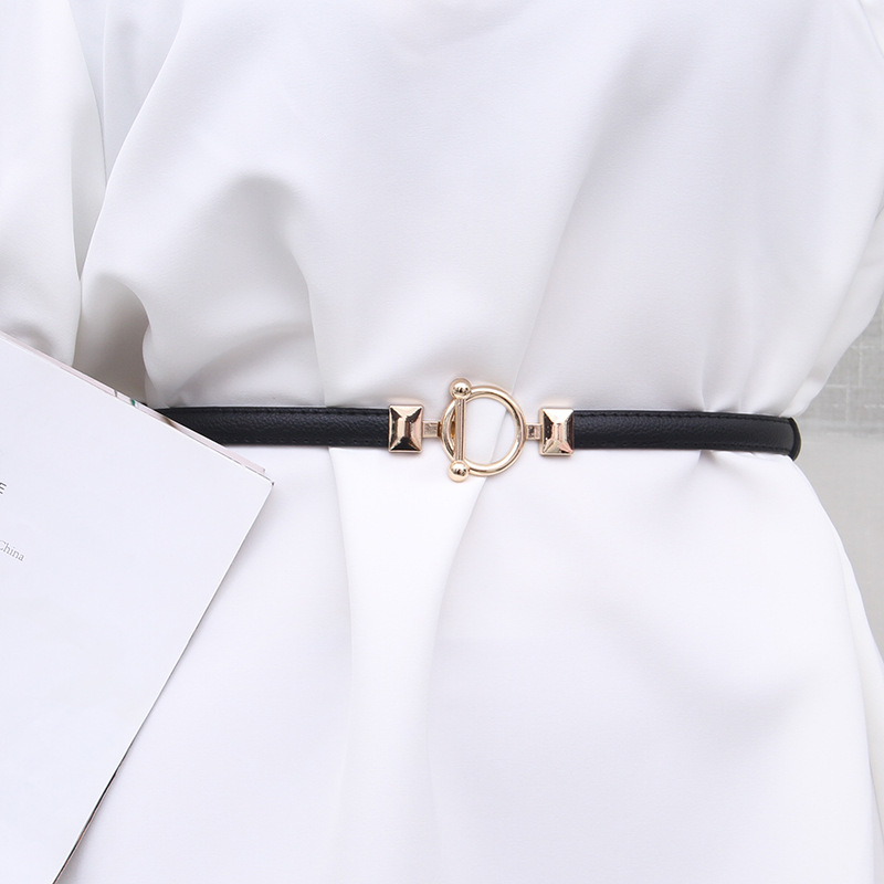 Adjustable PU Leather Ladies Dress Belts Skinny Thin Women Waist Belts