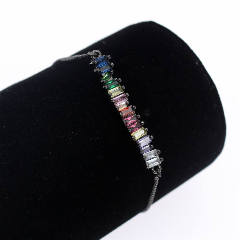 Colorful Cubic Zirconia Rainbow Bracelet for Women Gold Bracelets & Bangles Crystal Charm Jewelry Gift MBR190052