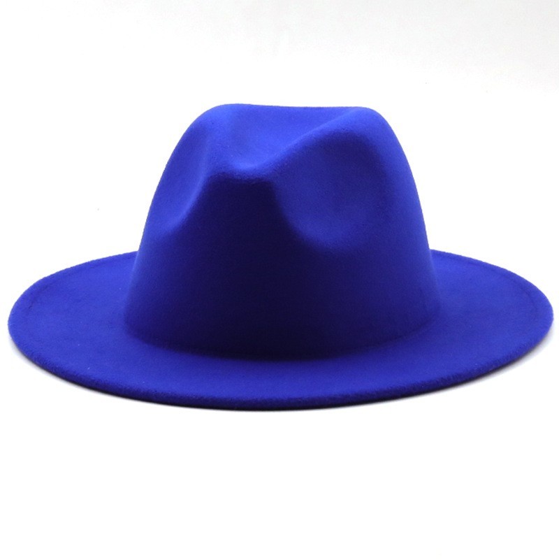 New British Style Winter Child Wool Solid Classic Fedoras Cap Boy Girls Panama Jazz Hat Big Wide Brim Big Black Fedoras 52-54CM