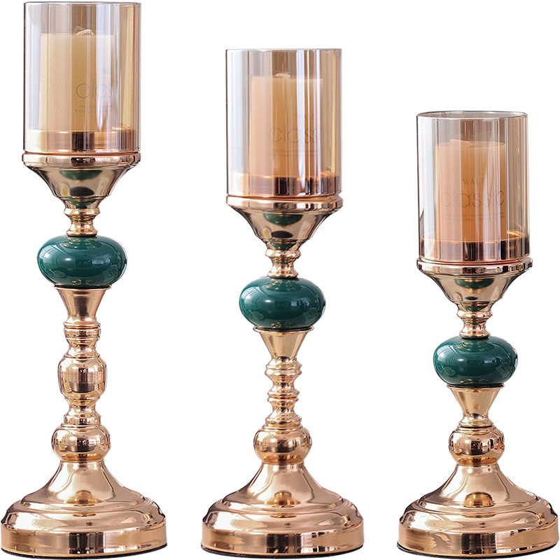 European Luxury Candle Holders Glass Candlestick Ornaments American Table Candlelight Dinner Decorations Candle Stick Holder
