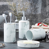 Gray Marbling Bathroom Set Ceramics Lotion Bottle Mouth Cup Soap Dish Plastic Rectangular White Tray Bathroom Five Piece Set