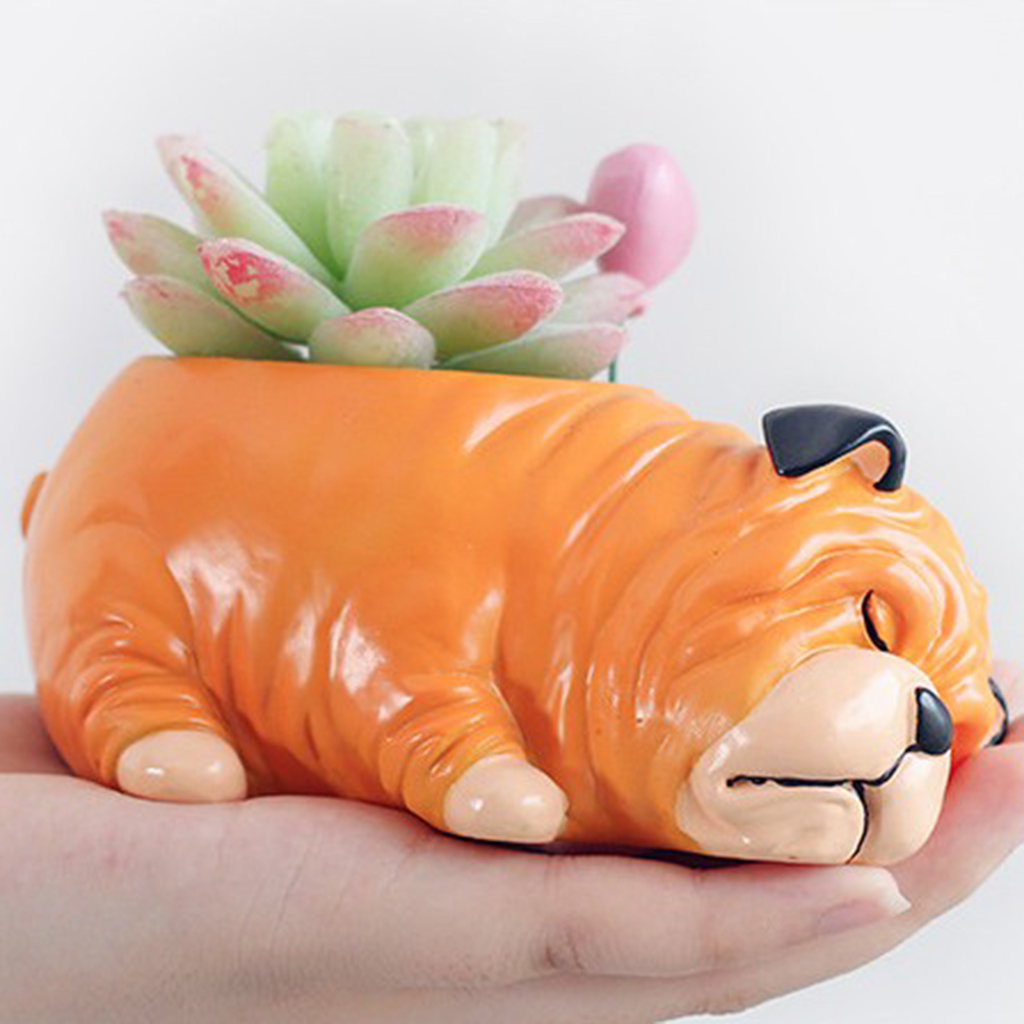 Resin Cartoon Dog Succulent Cactus Planter Pot, Decorative Garden Flower Holder