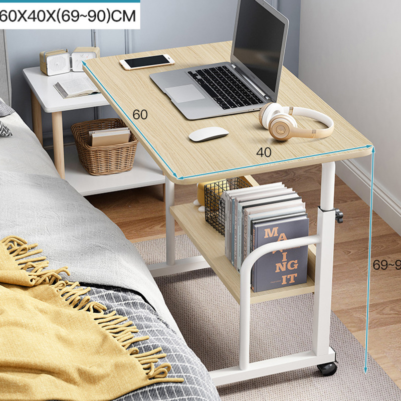 Convenient Mobile Laptop Stand Lifting Adjustment Breakfast Table Double Storage Computer Table Widening Desktop Reading Desk