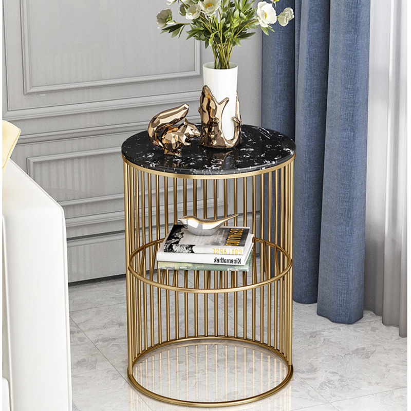 Creative Double Layer Coffee Tables Iron Frame Living Room Furniture Multifunctional Side Table Rugged Durable Bedside Cabinet