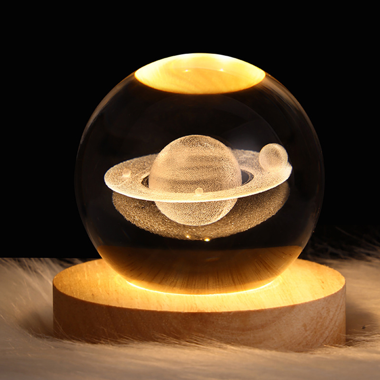 60mm 3D Crystal Moon Ball Night Light Glass Sphere Snow Globe Engraved Solar System Moon Home Decor Astronomy Gift