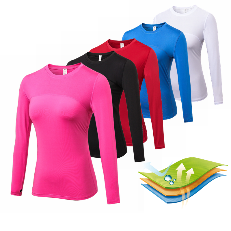 Better Quality Long Sleeve T-shirts Women Yoga Gym Compression Tights Sportswear Fitness Quick Dry Running Tops Body Shaper Tee