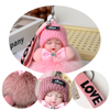 Pompom Sleeping Baby Keychain Cute Fluffy Plush Doll Keychains Women Girl Bags Keyrings Cars Key Ring Gift Charming Decoration