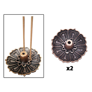 Alloy Incense Burner Cone & Stick Holder Plate Buddhism Coil Lotus Censer 2 Orders