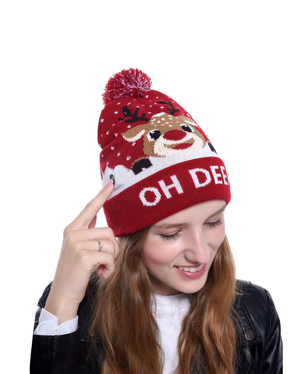 Adult Kids Child Xmas Decoration Reindeer Santa Snowman Top Led Light Christmas Hat